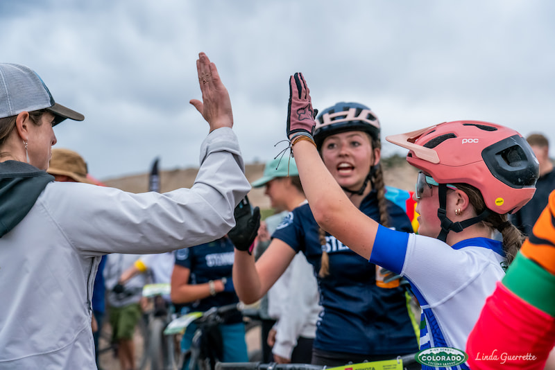 Race# YAMPA High Fives Between Riders And Adult After The Race () Race# YAMPA High Fives Between Riders And Adult After The Race ()